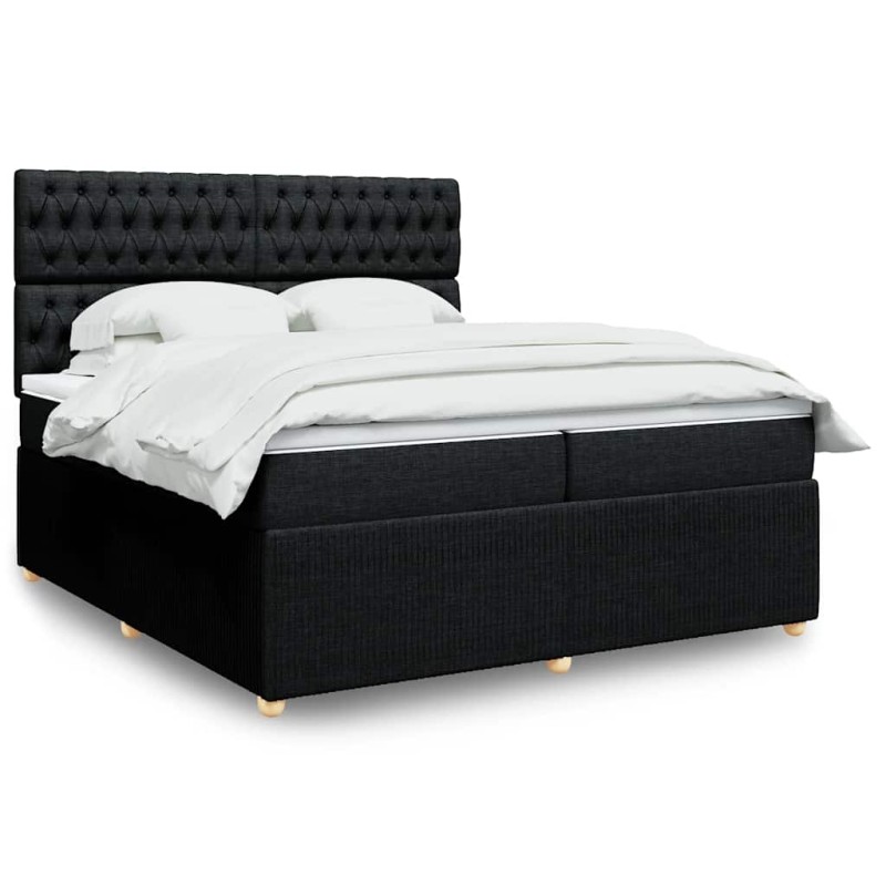 vidaXL Giroletto a Molle con Materasso Nero 200x200 cm in Tessuto vidaXL Giroletto a Molle con Materasso Nero 200x200 cm in Tessuto