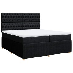 vidaXL Giroletto a Molle con Materasso Nero 200x200 cm in Tessuto