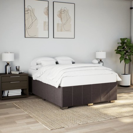 vidaXL Giroletto senza Materasso Marrone Scuro 140x190 cm Tessuto