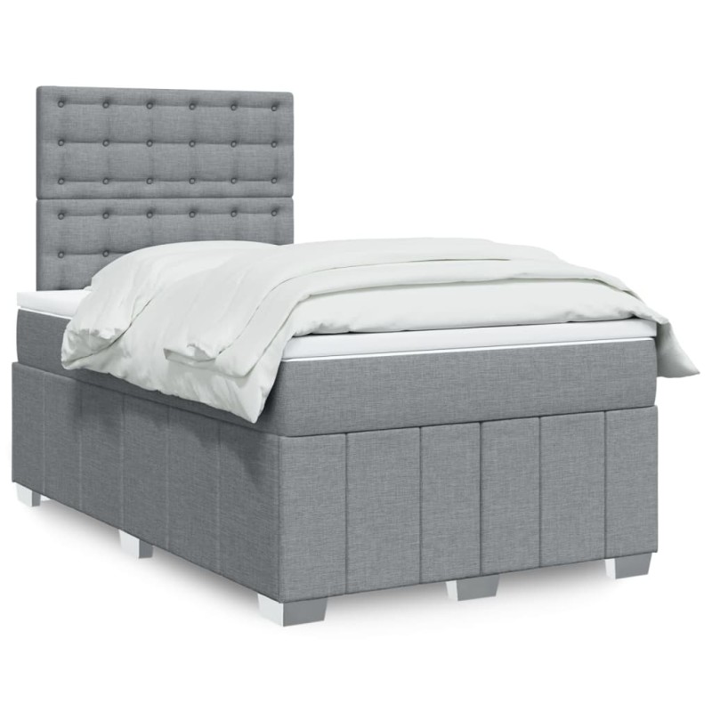 vidaXL Giroletto a Molle con Materasso Grigio Chiaro 120x200cm Tessuto vidaXL Giroletto a Molle con Materasso Grigio Chiaro 120x200cm Tessuto