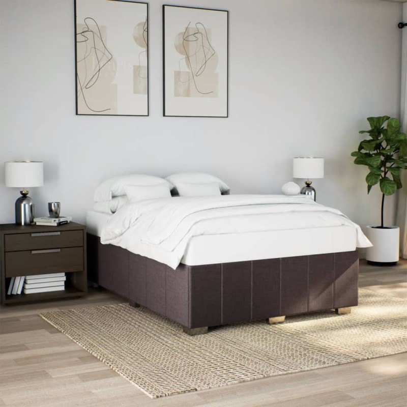 vidaXL Giroletto senza Materasso Marrone Scuro 140x200 cm Tessuto vidaXL Giroletto senza Materasso Marrone Scuro 140x200 cm Tessuto
