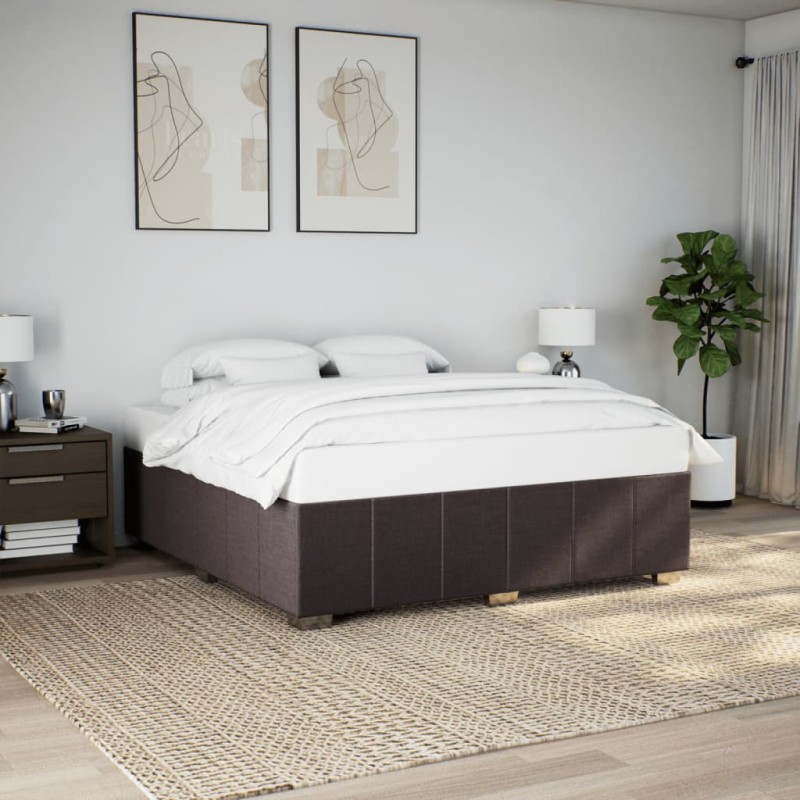 vidaXL Giroletto senza Materasso Marrone Scuro 180x200 cm Tessuto vidaXL Giroletto senza Materasso Marrone Scuro 180x200 cm Tessuto