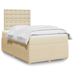 vidaXL Giroletto a Molle con Materasso Crema 120x190 cm in Tessuto