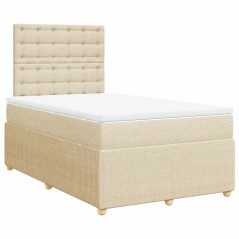 vidaXL Giroletto a Molle con Materasso Crema 120x190 cm in Tessuto