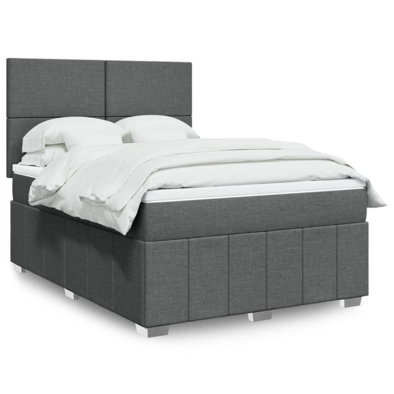 vidaXL Giroletto a Molle con Materasso Grigio Scuro 160x200 cm Tessuto vidaXL Giroletto a Molle con Materasso Grigio Scuro 160x200 cm Tessuto