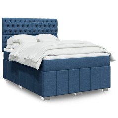 vidaXL Giroletto a Molle con Materasso Blu 160x200 cm in Tessuto