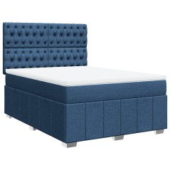 vidaXL Giroletto a Molle con Materasso Blu 160x200 cm in Tessuto