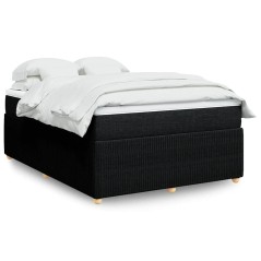 vidaXL Giroletto a Molle con Materasso Nero 160x200 cm in Tessuto