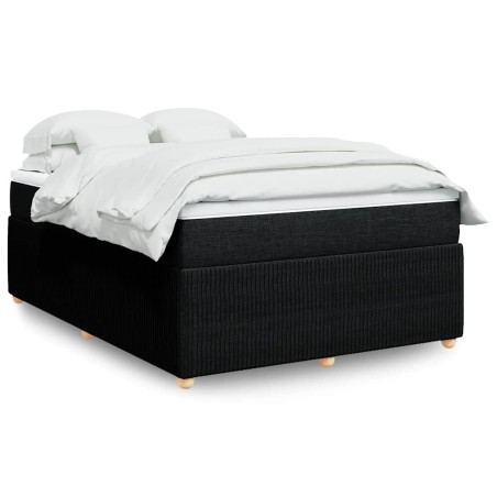vidaXL Giroletto a Molle con Materasso Nero 160x200 cm in Tessuto