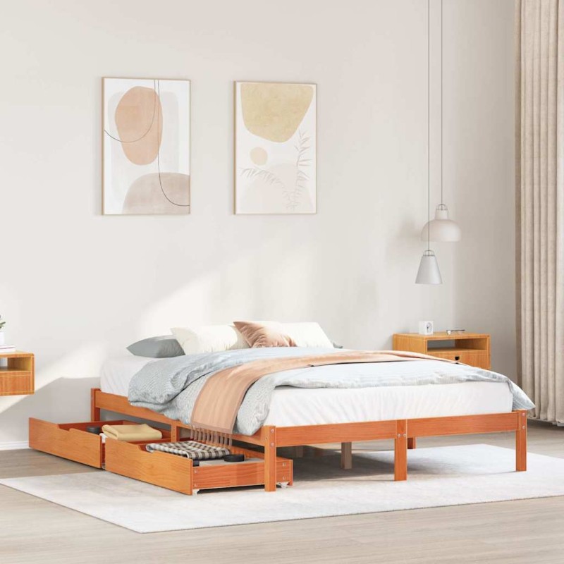 vidaXL Letto senza Materasso Marrone Cera 120x190 cm in Legno di Pino vidaXL Letto senza Materasso Marrone Cera 120x190 cm in Legno di Pino