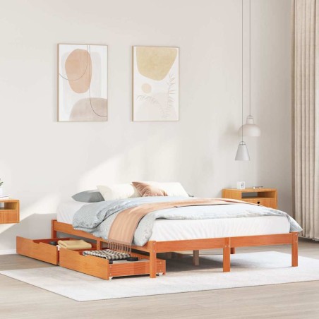 vidaXL Letto senza Materasso Marrone Cera 120x190 cm in Legno di Pino