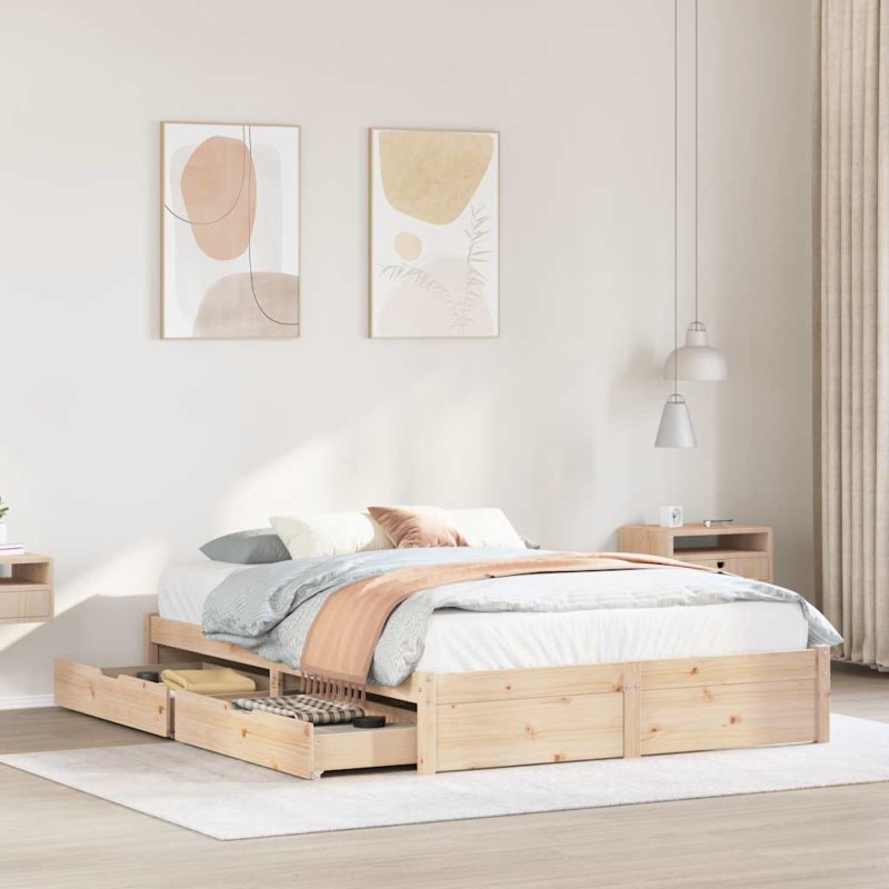 vidaXL Letto senza Materasso 140x190 cm in Legno Massello di Pino vidaXL Letto senza Materasso 140x190 cm in Legno Massello di Pino
