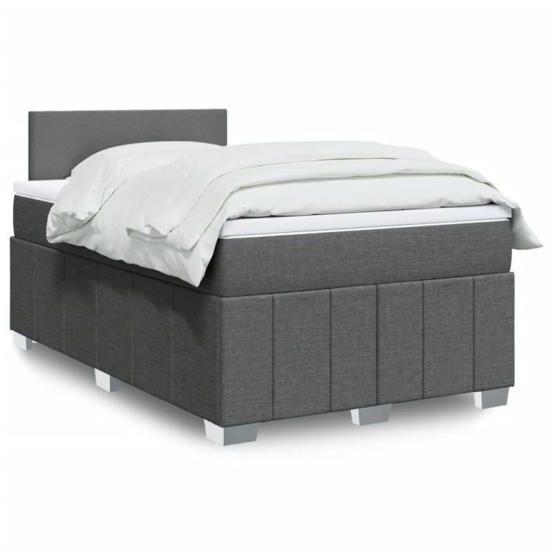 vidaXL Giroletto a Molle con Materasso Grigio Scuro 120x200 cm Tessuto vidaXL Giroletto a Molle con Materasso Grigio Scuro 120x200 cm Tessuto