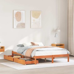 vidaXL Letto senza Materasso Marrone Cera 150x200 cm in Legno di Pino