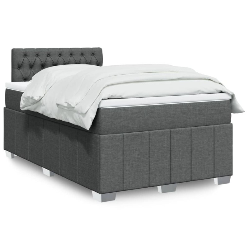 vidaXL Giroletto a Molle con Materasso Grigio Scuro 120x200 cm Tessuto vidaXL Giroletto a Molle con Materasso Grigio Scuro 120x200 cm Tessuto