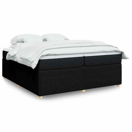 vidaXL Giroletto a Molle con Materasso Nero 200x200 cm in Tessuto