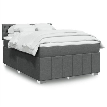 vidaXL Giroletto a Molle con Materasso Grigio Scuro 160x200 cm Tessuto