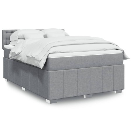 vidaXL Giroletto a Molle con Materasso Grigio Chiaro 160x200cm Tessuto