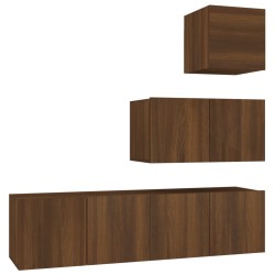 Set Mobili Porta TV 4 pz Rovere Marrone in Legno Multistrato
