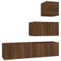Set Mobili Porta TV 4 pz Rovere Marrone in Legno Multistrato Set Mobili Porta TV 4 pz Rovere Marrone in Legno Multistrato