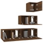 Set Mobili Porta TV 4 pz Rovere Marrone in Legno Multistrato Set Mobili Porta TV 4 pz Rovere Marrone in Legno Multistrato
