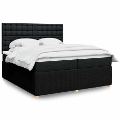 vidaXL Giroletto a Molle con Materasso Nero 200x200 cm in Tessuto
