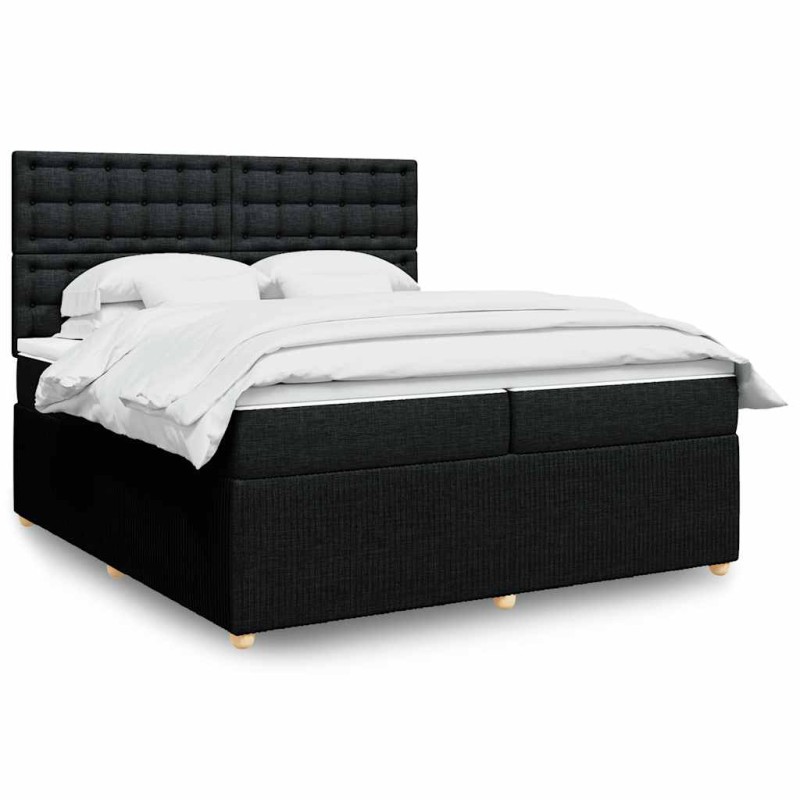 vidaXL Giroletto a Molle con Materasso Nero 200x200 cm in Tessuto vidaXL Giroletto a Molle con Materasso Nero 200x200 cm in Tessuto