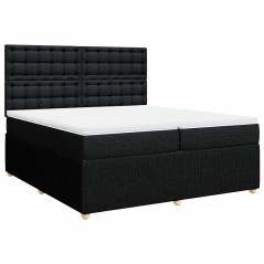 vidaXL Giroletto a Molle con Materasso Nero 200x200 cm in Tessuto