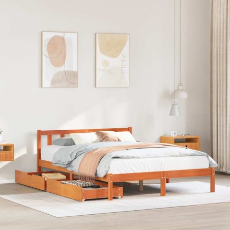 vidaXL Letto senza Materasso Marrone Cera 135x190 cm in Legno di Pino