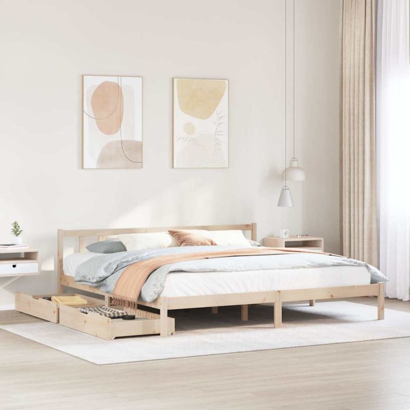 vidaXL Letto senza Materasso 180x200 cm in Legno Massello di Pino vidaXL Letto senza Materasso 180x200 cm in Legno Massello di Pino