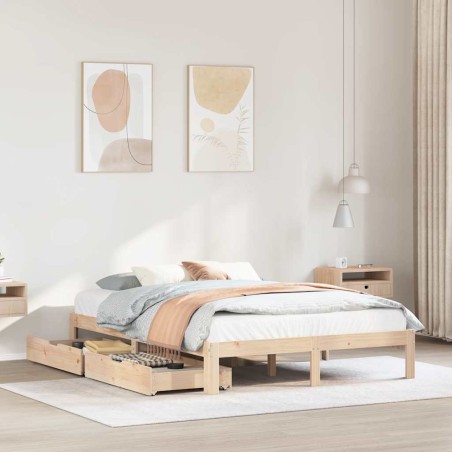 vidaXL Giroletto con Cassetti 160x200 cm in Legno Massello di Pino