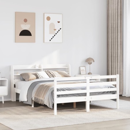 vidaXL Giroletto con Testiera senza Materasso Bianco 140x190 cm