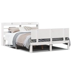 vidaXL Giroletto con Testiera Bianco 135x190 cm Legno Massello di Pino