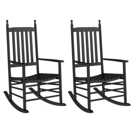 vidaXL Sedie a Dondolo Sedute Curve 2 pz Nere Legno Massello Pioppo