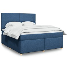 vidaXL Giroletto a Molle con Materasso Blu 180x200 cm in Tessuto