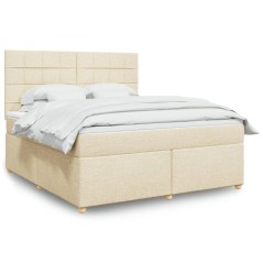 vidaXL Giroletto a Molle con Materasso Crema 180x200 cm in Tessuto