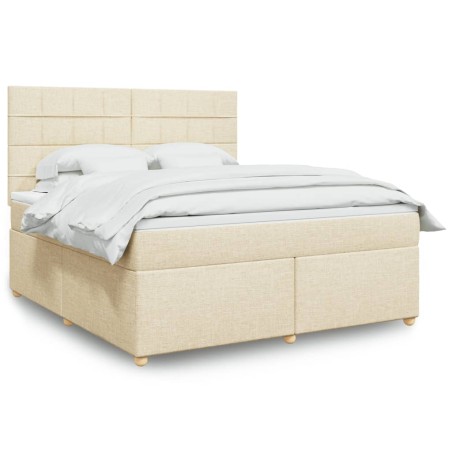 vidaXL Giroletto a Molle con Materasso Crema 180x200 cm in Tessuto