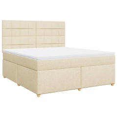 vidaXL Giroletto a Molle con Materasso Crema 180x200 cm in Tessuto