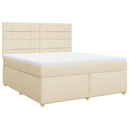 vidaXL Giroletto a Molle con Materasso Crema 180x200 cm in Tessuto
