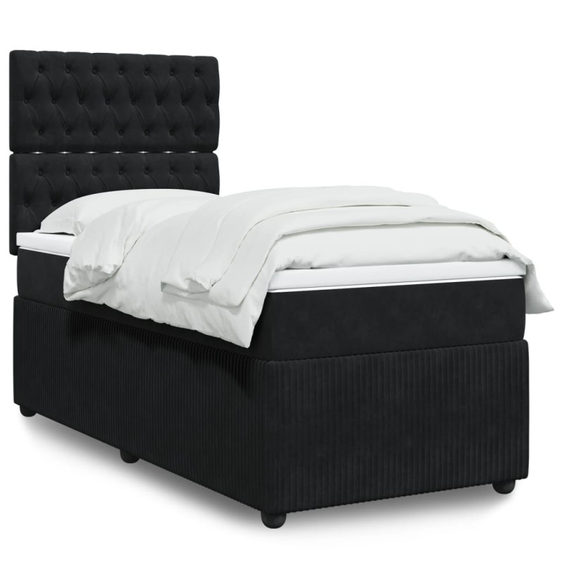 vidaXL Giroletto a Molle con Materasso Nero 80x200 cm in Velluto