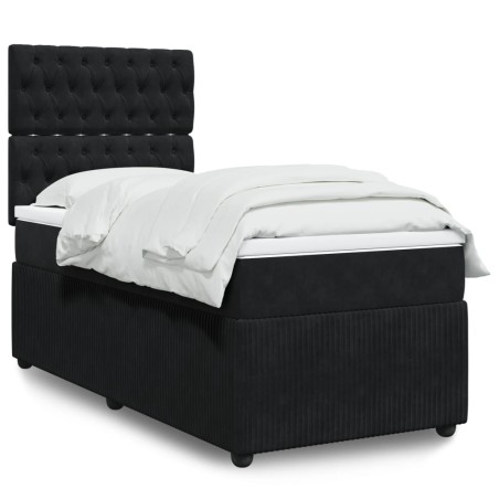 vidaXL Giroletto a Molle con Materasso Nero 80x200 cm in Velluto