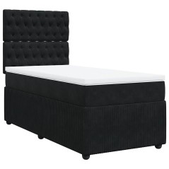 vidaXL Giroletto a Molle con Materasso Nero 80x200 cm in Velluto