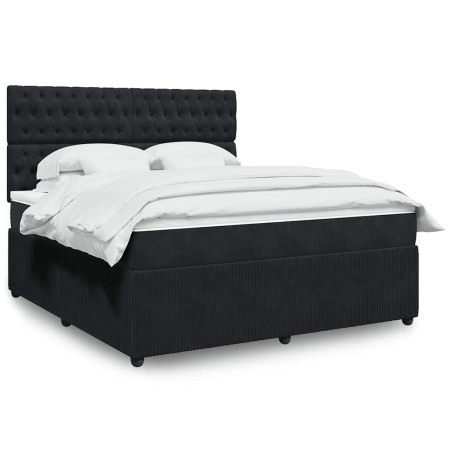 vidaXL Giroletto a Molle con Materasso Nero 180x200 cm in Velluto