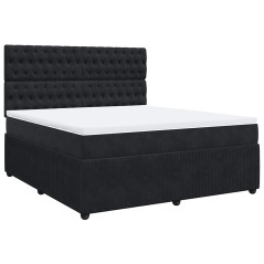 vidaXL Giroletto a Molle con Materasso Nero 180x200 cm in Velluto