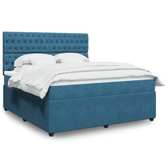 vidaXL Giroletto a Molle con Materasso Blu Scuro 180x200 cm in Velluto