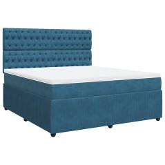 vidaXL Giroletto a Molle con Materasso Blu Scuro 180x200 cm in Velluto