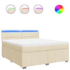 vidaXL Giroletto a Molle con Materasso Crema 180x200 cm in Tessuto