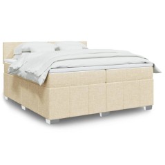 vidaXL Giroletto a Molle con Materasso Crema 200x200 cm in Tessuto