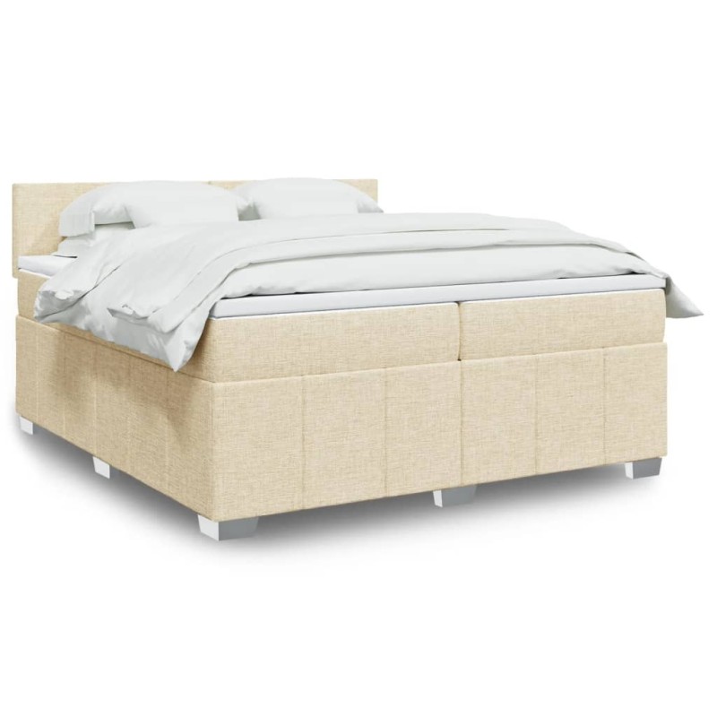 vidaXL Giroletto a Molle con Materasso Crema 200x200 cm in Tessuto