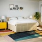 vidaXL Giroletto a Molle con Materasso Crema 200x200 cm in Tessuto